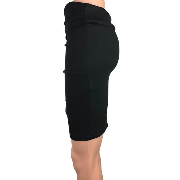 Zara Women's Black Stretchy Ruched Elastic Waist Straight Pencil Midi Skirts M - Picture 2 of 5